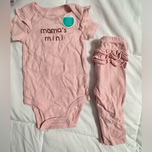 Carters and Old Navy Pink 'Mama's Mini' Baby Outfit (3-6 & 6-12)